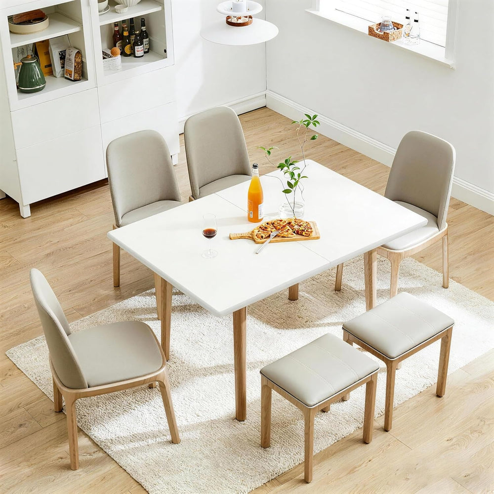 47" Wooden Foldable Kitchen Table Dining Table Rotating Table 4-6 People