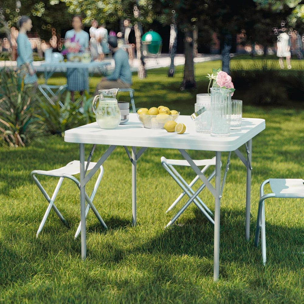 Flash Furniture Elon Square Plastic Folding Table, Portable Dining Card Table...
