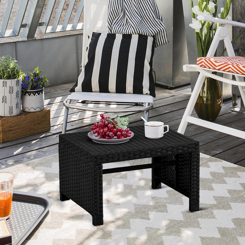 Yaheetech Wicker Ottomans, Set of 2 Footrest with Removable Cushion, 2pcs PE ...