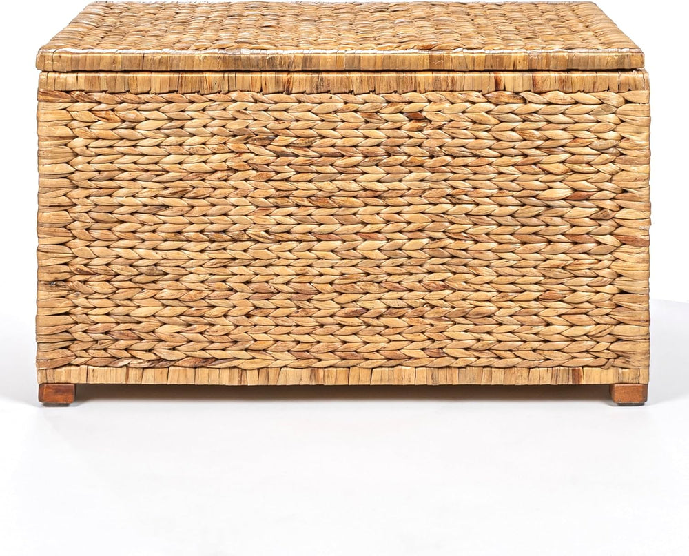 happimess HPM9005A Anada Wicker Weave 30" Storage Trunk, Wooden Frame/Wa...