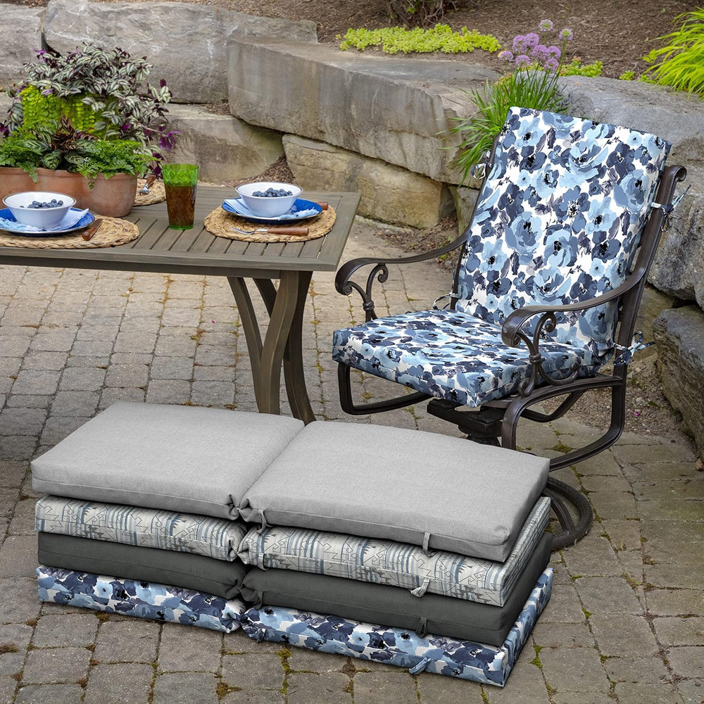 Arden Outdoor Dining Chair Cushion, 4-Pack, 20x44, Blue Garden Floral
