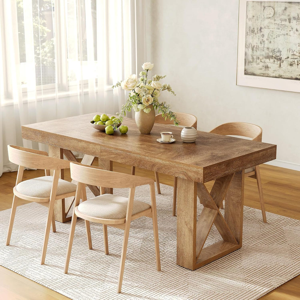 Little Tree 63-Inch Dining Table for 4-6 People, Farmhouse Thick Appearance D...