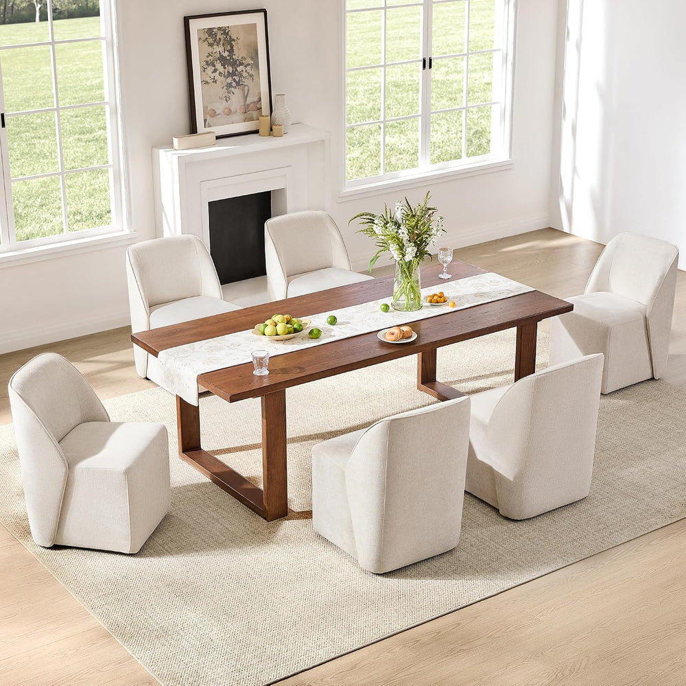 Watson & Whitely Upholstered Dining Chairs with Casters Set of 2, Armless...