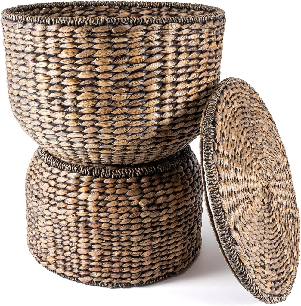 Eyely TAS1000B CAIA 18" Hourglass Handwoven Hyacinth Storage Accent Tabl...