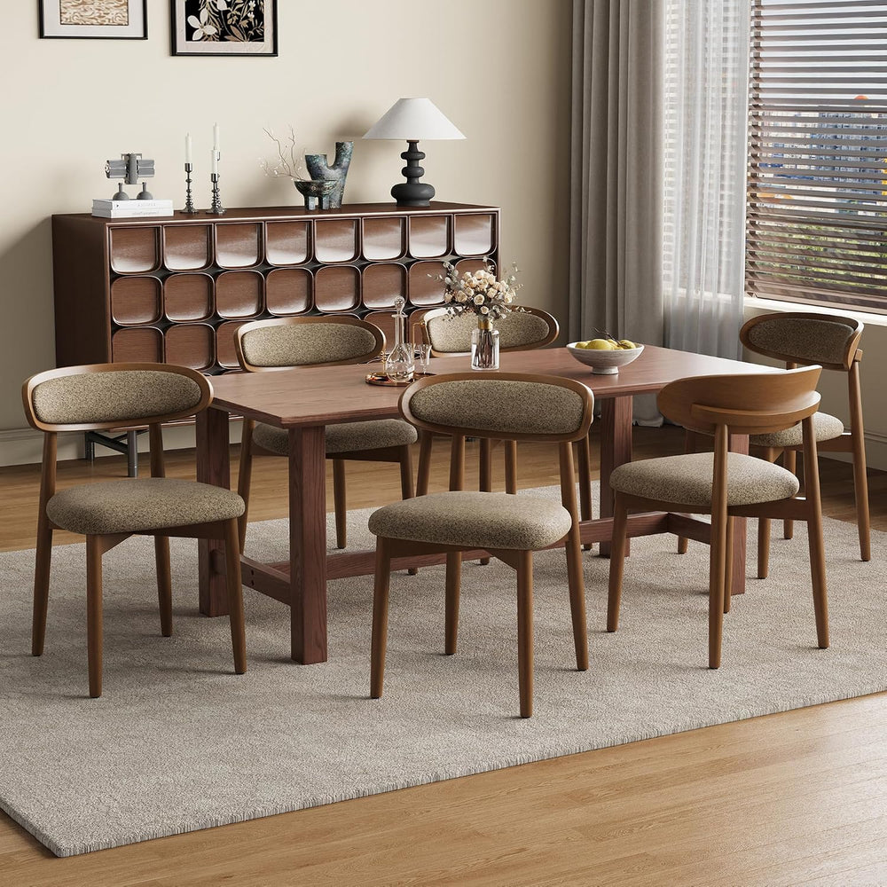 Dining Chairs Set of 6, Upholstered Dining Room Chairs with Solid Wood Legs |...