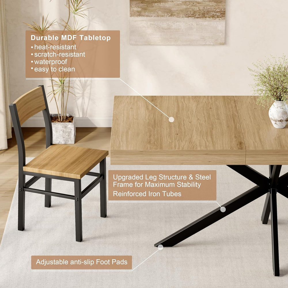Extendable Dining Room Table for 4 6 8, 55"-70.9" Large Rectangle K...