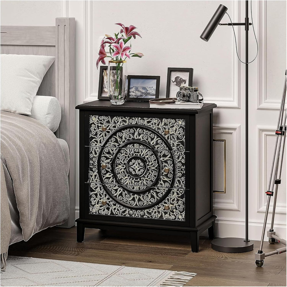COZAYH 3-Drawer Fully-Assembled Flower Motif Dresser for French Country, Mode...
