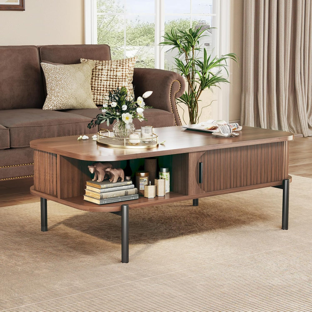 Coffee Table, 39.4" Mid Century Modern Coffee Tables for Living Room, Co...
