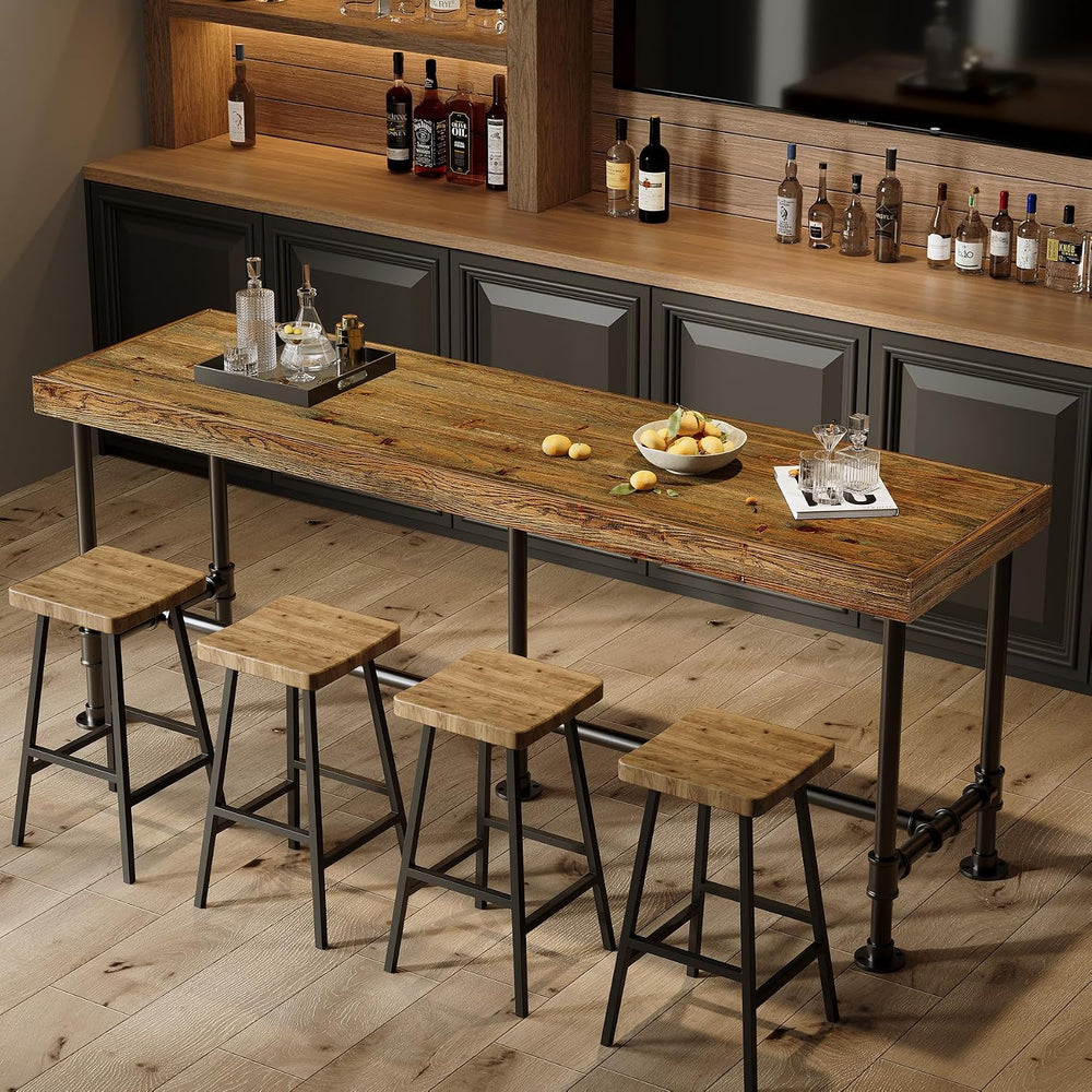 70.9-Inch Long Solid Wood Bar Table for 6-8 People, Industrial Narrow Counter...