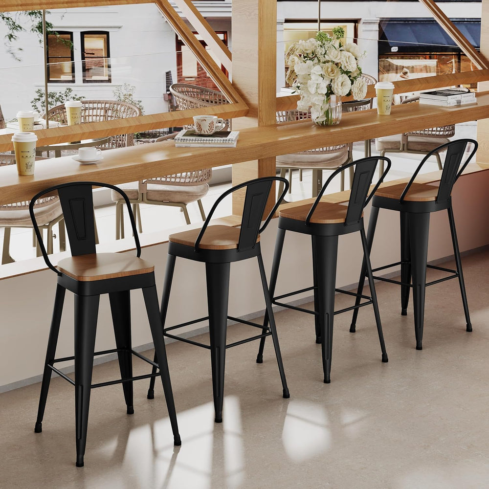 Aklaus Metal Bar Stools Set of 4,30 inch Barstools Bar Height Bar Stool with ...