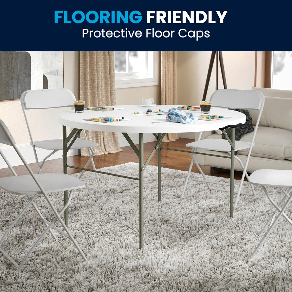 Flash Furniture 4-Foot Round Bi-Fold Granite White Plastic Folding Table | Li...