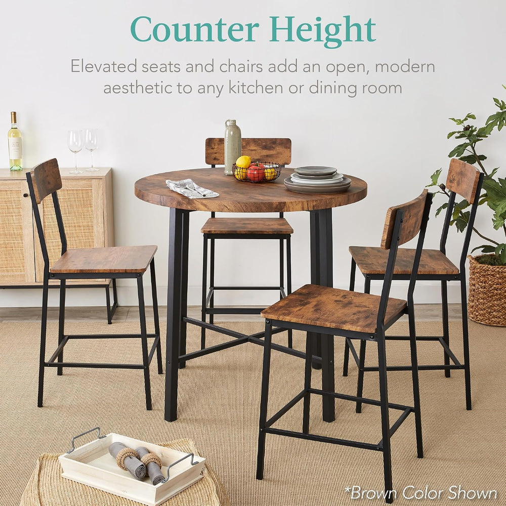 Best Choice Products 5-Piece Modern Round Counter Height Dining Set for Home ...