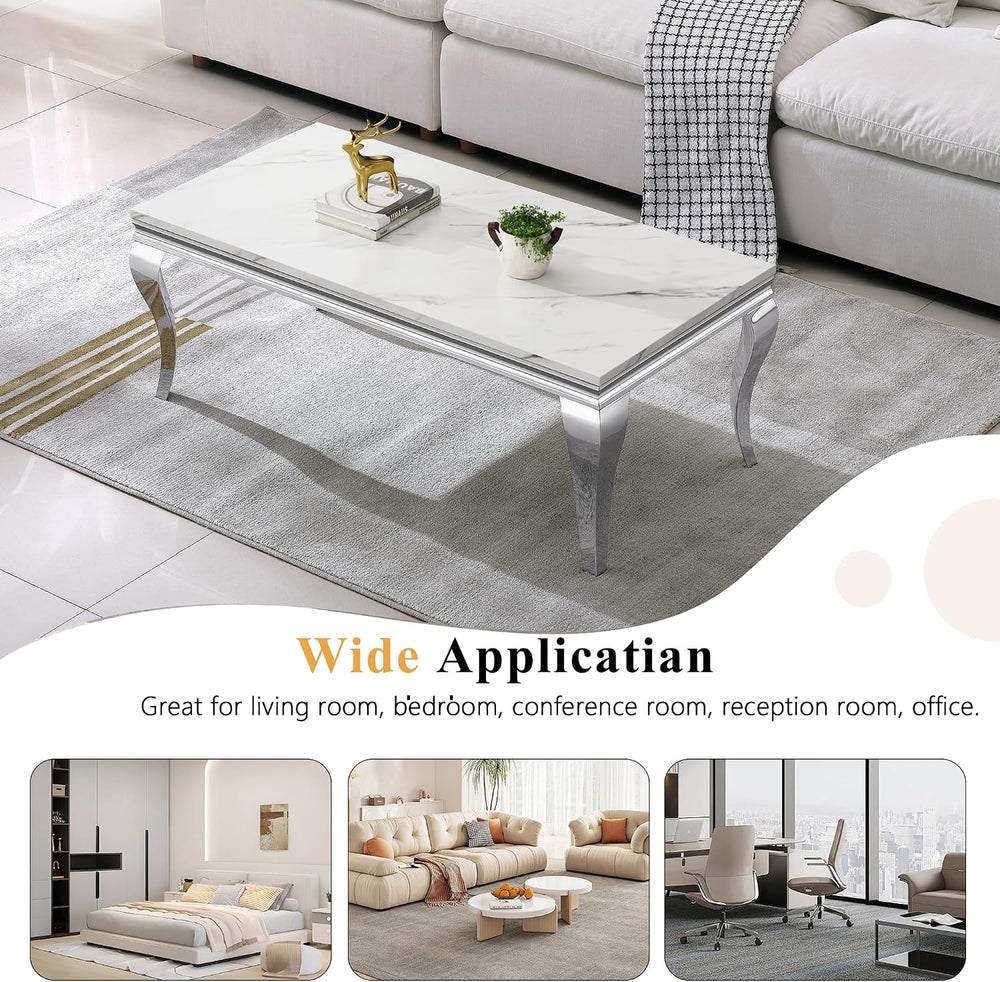 Luxury Coffee Table Set of 2, Rectangular Coffee Table with Sofa Console Tabl...