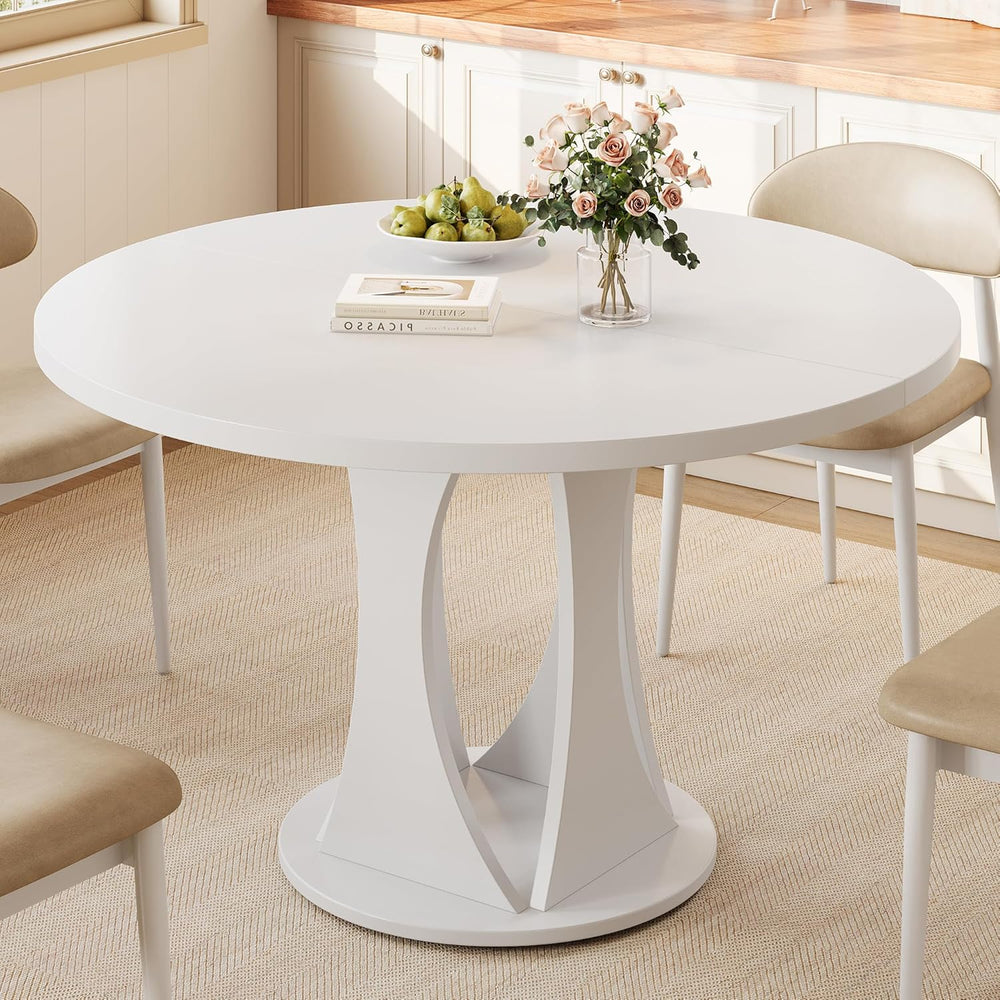 Einhomn Round Dining Table for 4-6, Kitchen Table with Sturdy Double Arc &...