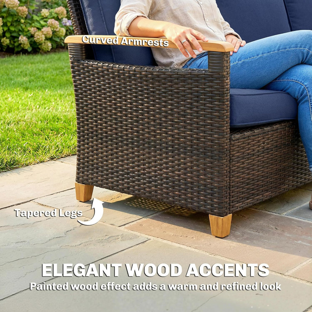 Outsunny 3 Seater Outdoor Couch Sofa, PE Wicker Patio Couch with Wide Deep Se...