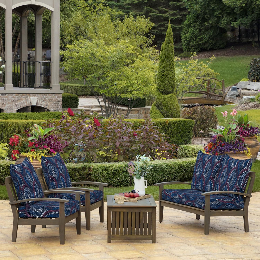 Arden Outdoor Deep Seat Cushion Set, Foam, 24x24, Sapphire Liberty Mosaic