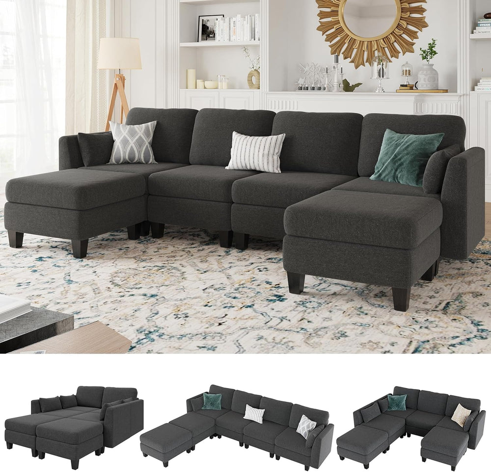 Modular Sectional Sofa 6 Seaters Modular Sleeper Sofa Couch | Comfy Sectional...
