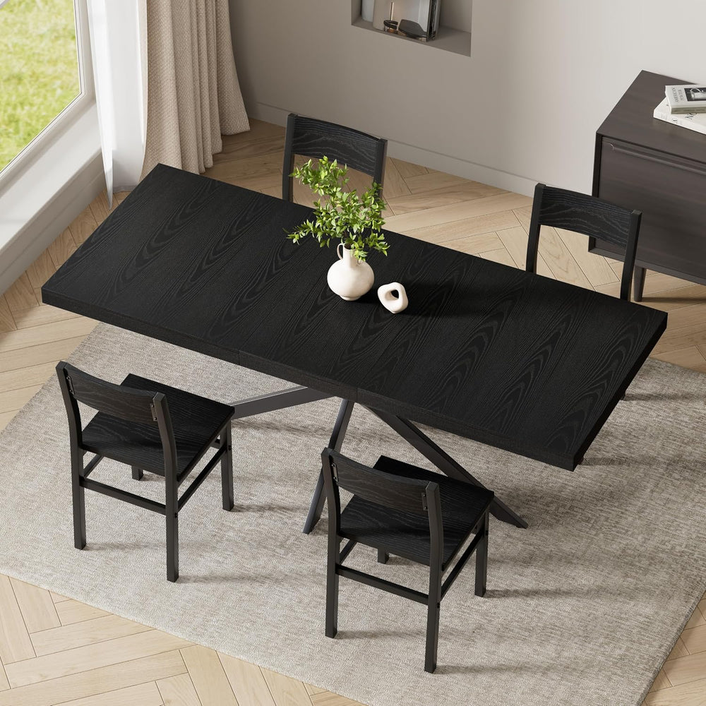 Extendable Dining Room Table for 4 6 8,55"-70" Kitchen Table Leaf,B...