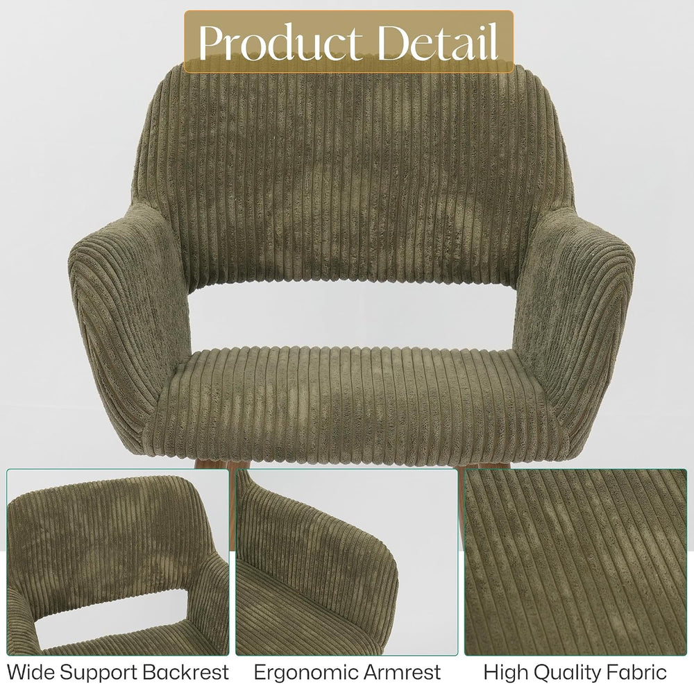 HENGJIANYI Home Corduroy Makeup Vanity Desk Chair no Wheels Armchair, Green |...