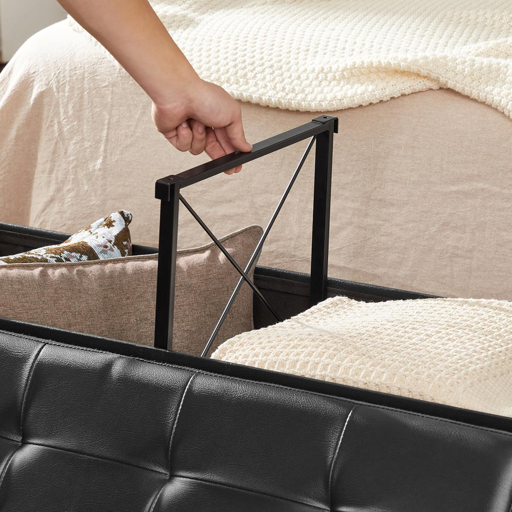 SONGMICS 43.3 Inches Folding Storage Ottoman Bench with Flipping Lid | Storag...