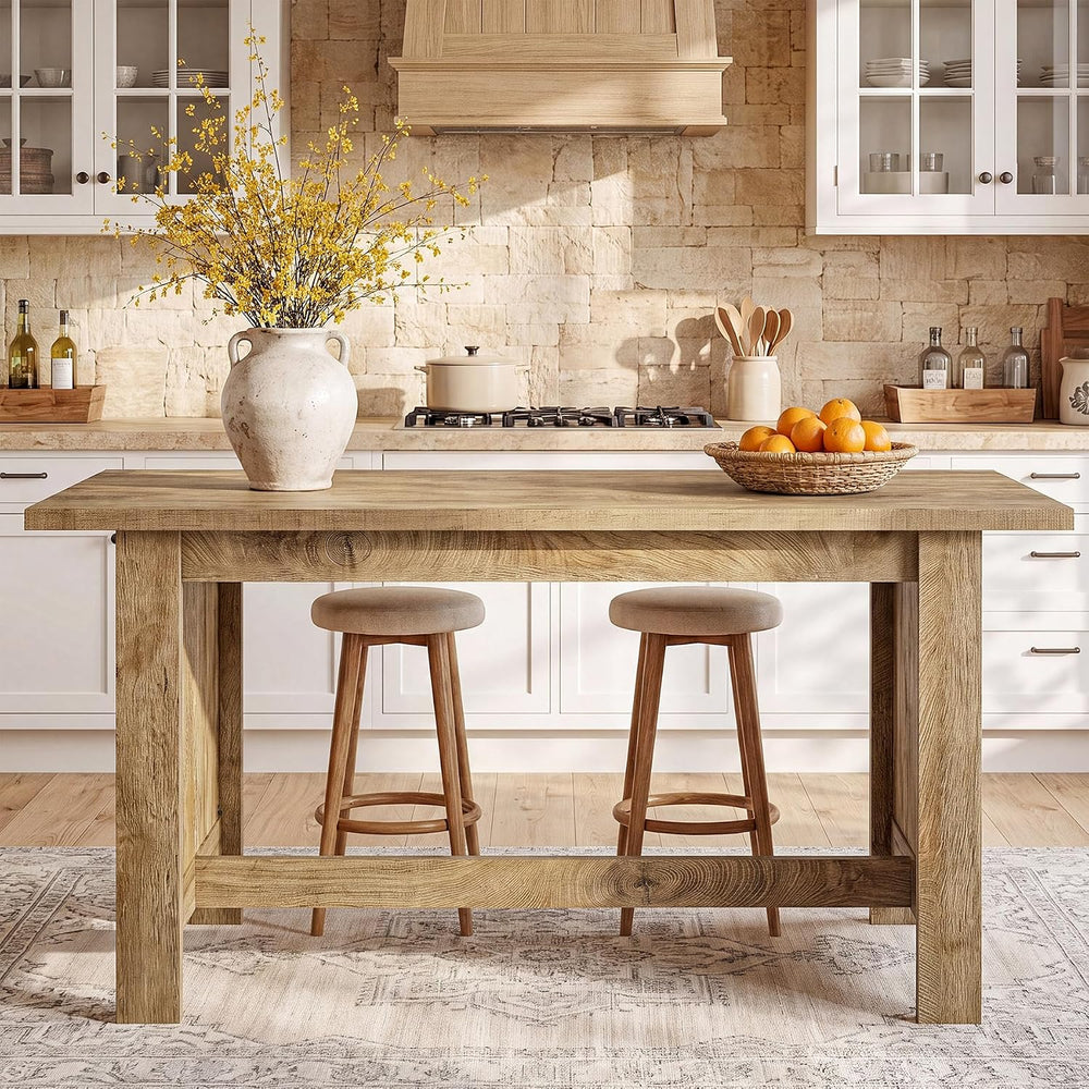 Tribesigns 63-Inch Kitchen Island with Seating, Farmhouse Wood Stationary Isl...