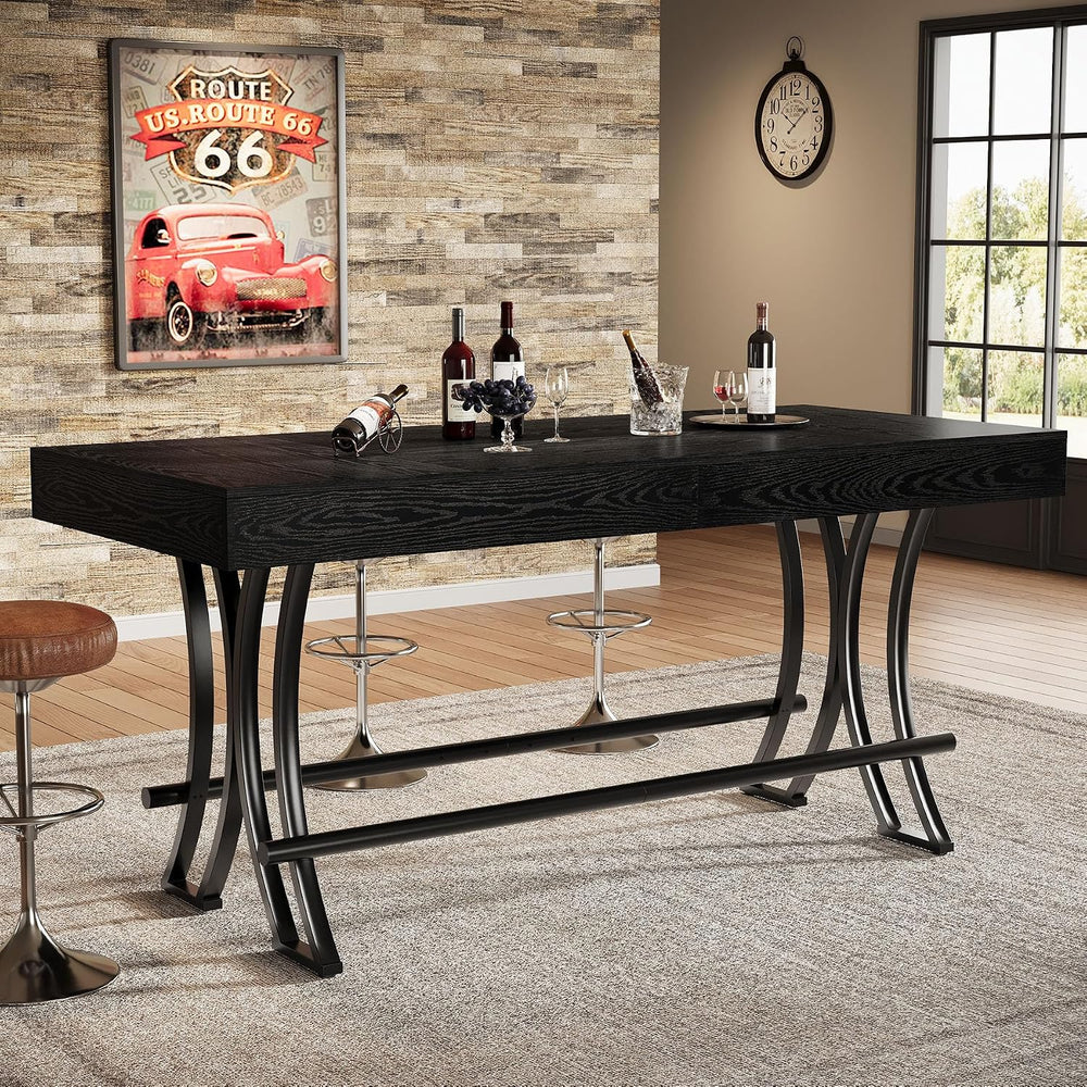 Tribesigns 63" Counter Height Bar Table with Metal Footrest, Rectangular...