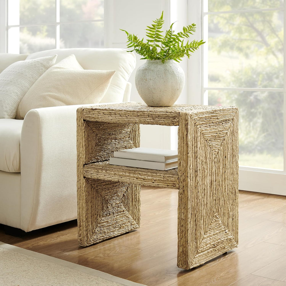 Crosley Furniture Marella Handwoven Banana Leaf End Table, Rattan Side Tables...
