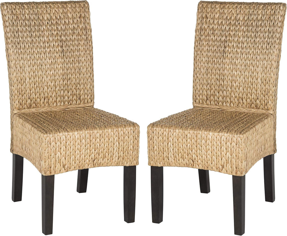 SAFAVIEH Luz Wood Dining Chair Set of 2, 18.5" Seat Rustic Natural SEA8016A