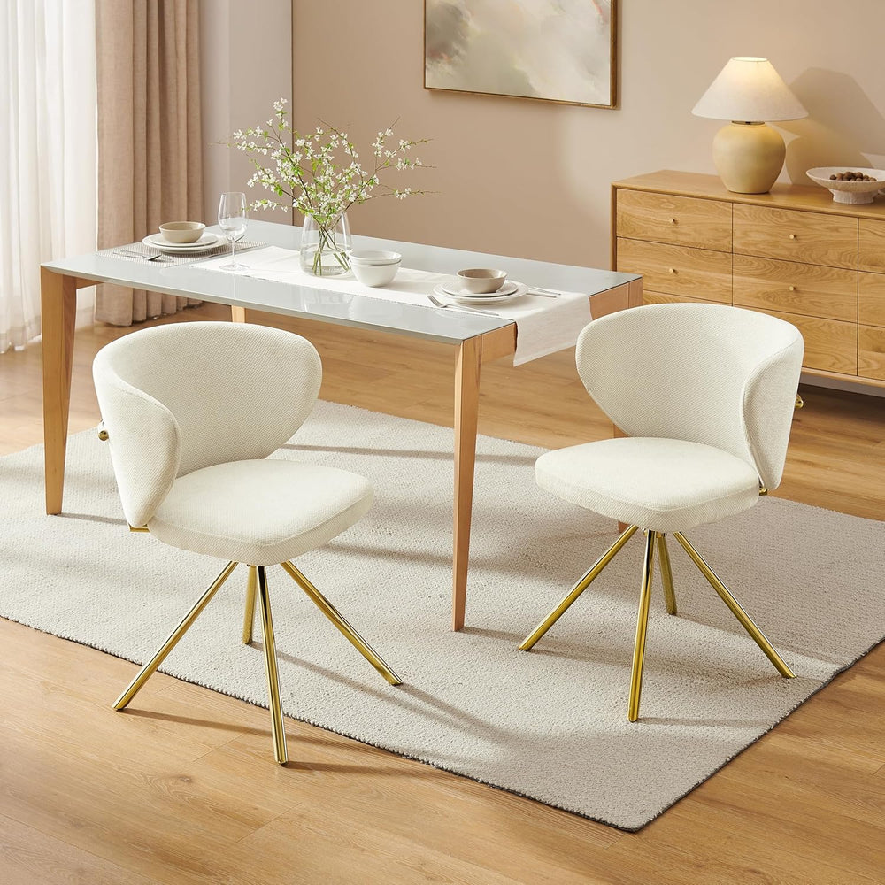 Art Leon Swivel Dining Chairs Set of 2 - Modern Fabric Upholstered Kitchen Di...