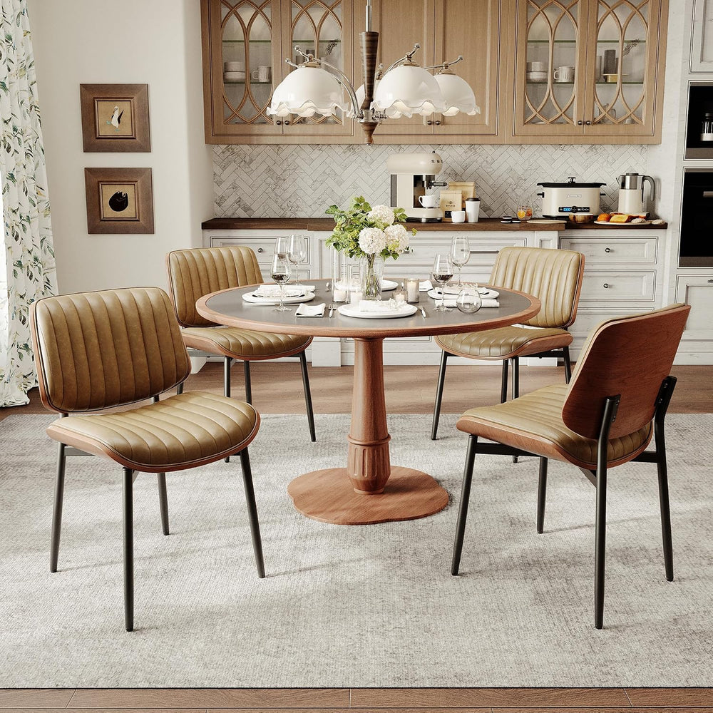 MALOL Leather Dining Chairs Set of 6, Modern Upholstered Dining Room Kitchen ...