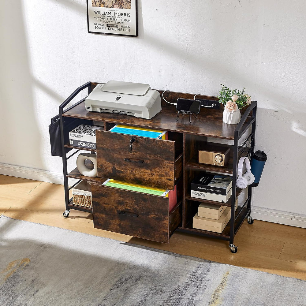 45" File Cabinet for Home Office, Mobile Office Storage Cabinet with Bui...
