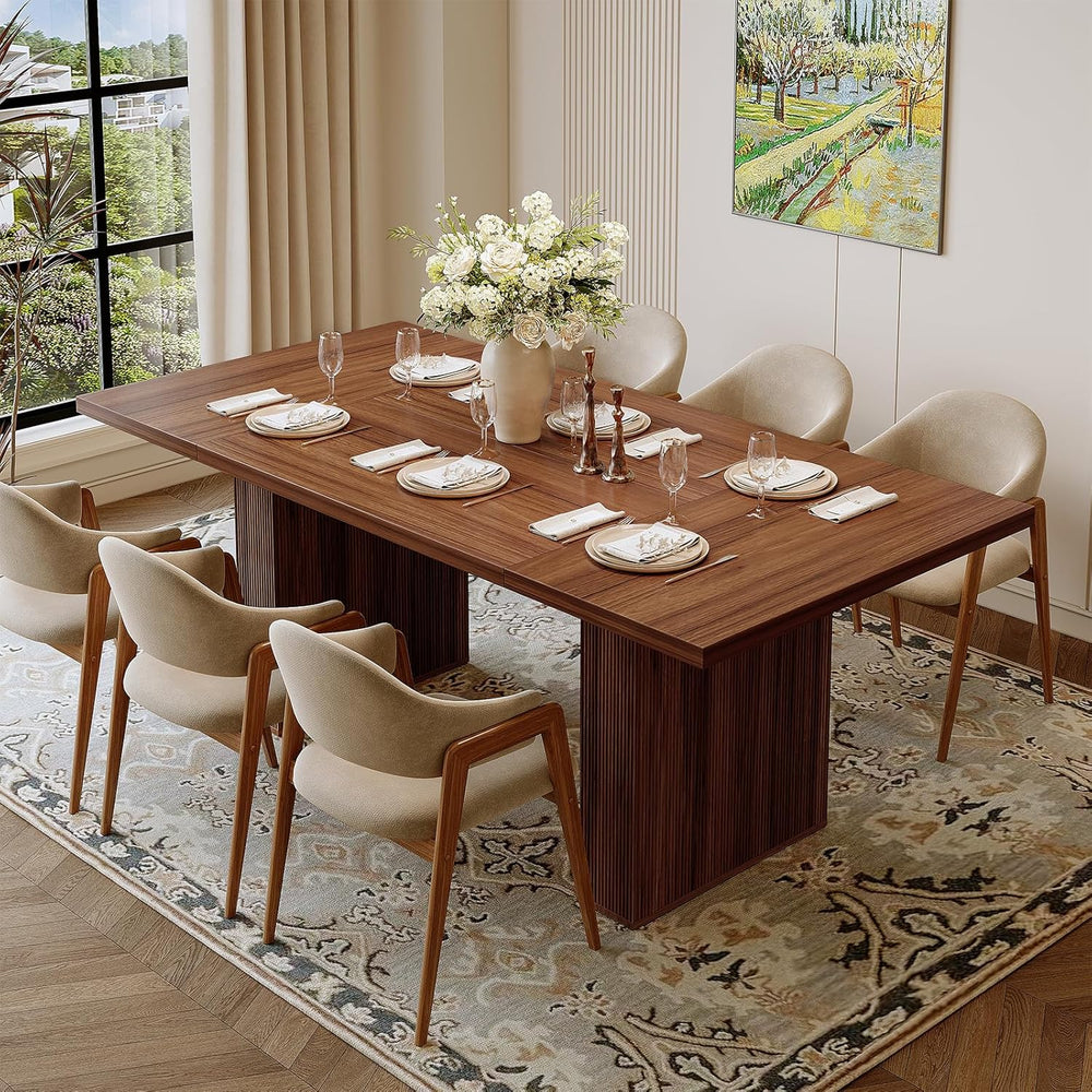 Miereirl 78 Inch Rectangular Dining Table for 6-8 People, Large Modern Farmho...