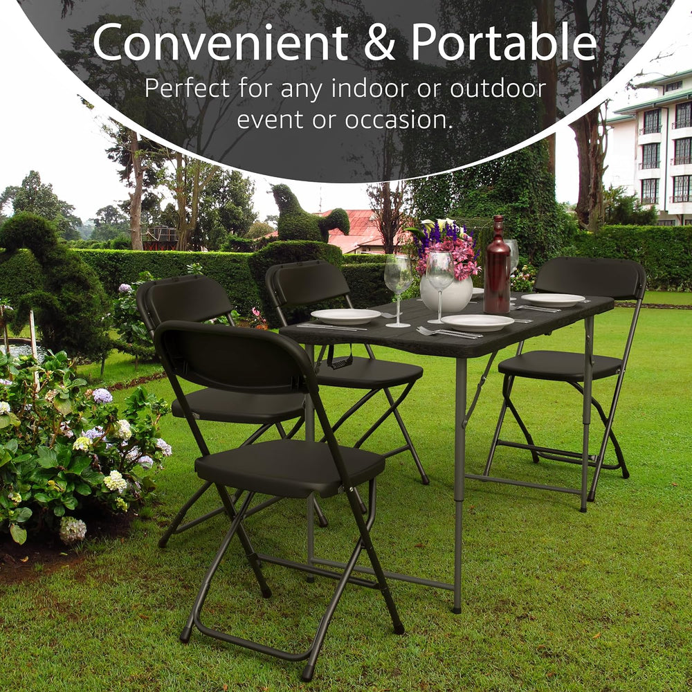 4 Feet Foldable Table Adjustable Height with Built in Handle, Steel Legs | 4F...