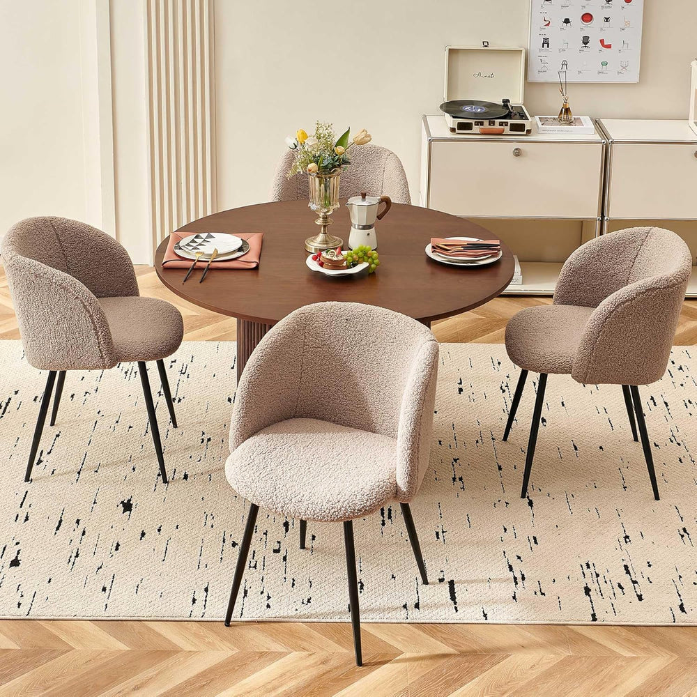 NORDICANA 5-Piece Wooden Round Dining Room Table and Chair Set, 47-Inch Kitch...