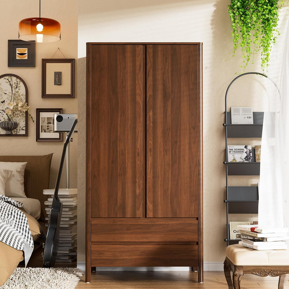 Furniway Armoire Wardrobe Closet, 70.9" Tall Wardrobe Cabinet with 2 Doo...