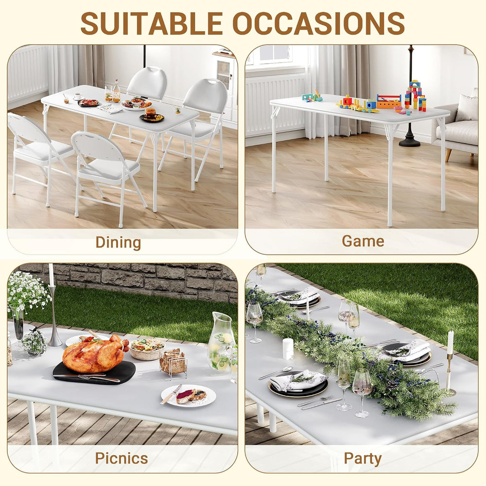 coucheta 5-Piece Rectangle Folding Table and Chairs Set, Foldable Portable Ca...