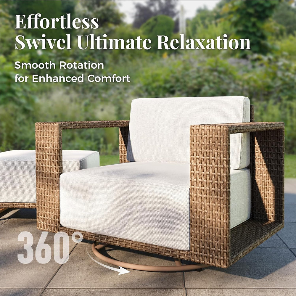 MIXPATIO Patio Furniture Set with Swivel Chairs &10" Thick Cushion,B...