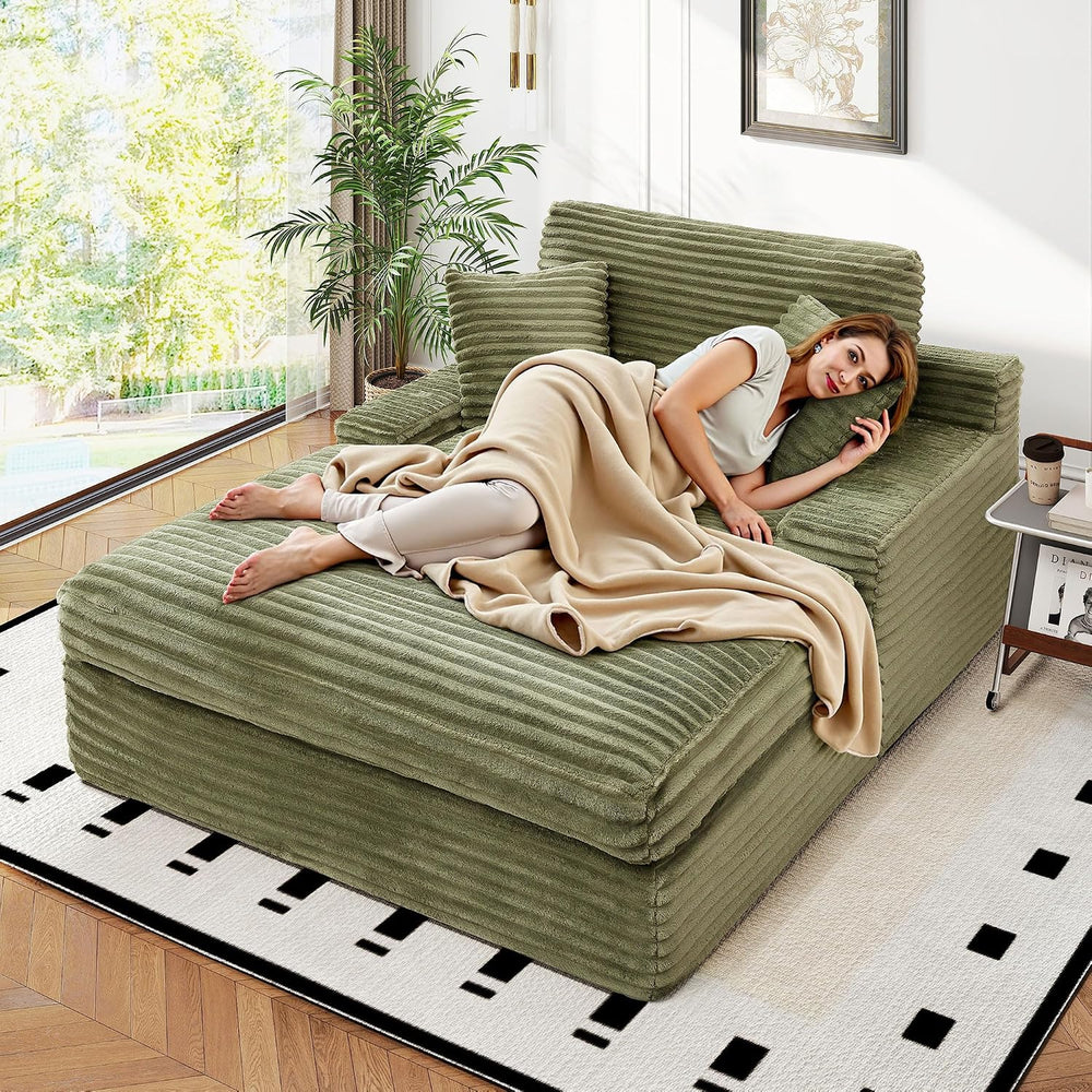 WorthFurni 57.5" Oversized Chaise Lounge Chair Indoor - Upholstered Sofa...
