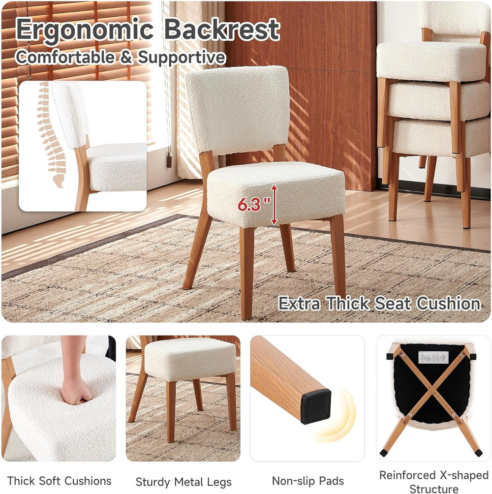 Howtek Modern Dining Chairs Set of 4 with 6.3" Thick Seat Cushions, Spac...