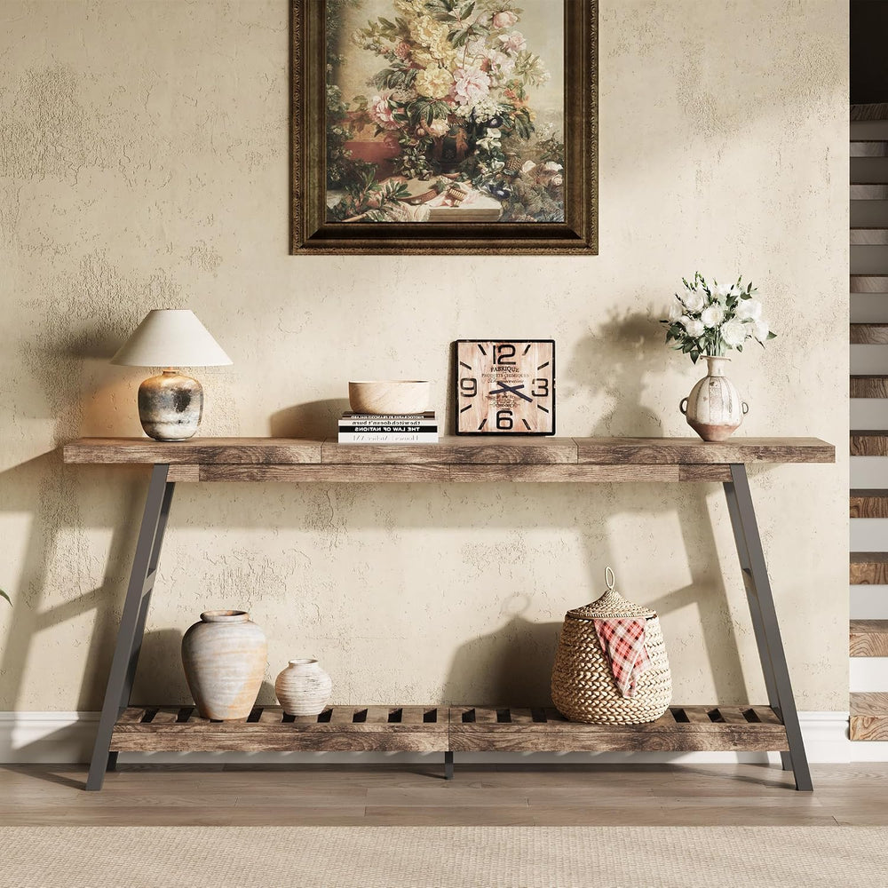 ChooChoo 70.9 Inch Long Console Tables for Entryway, Hallway Table, 2-Tier | ...