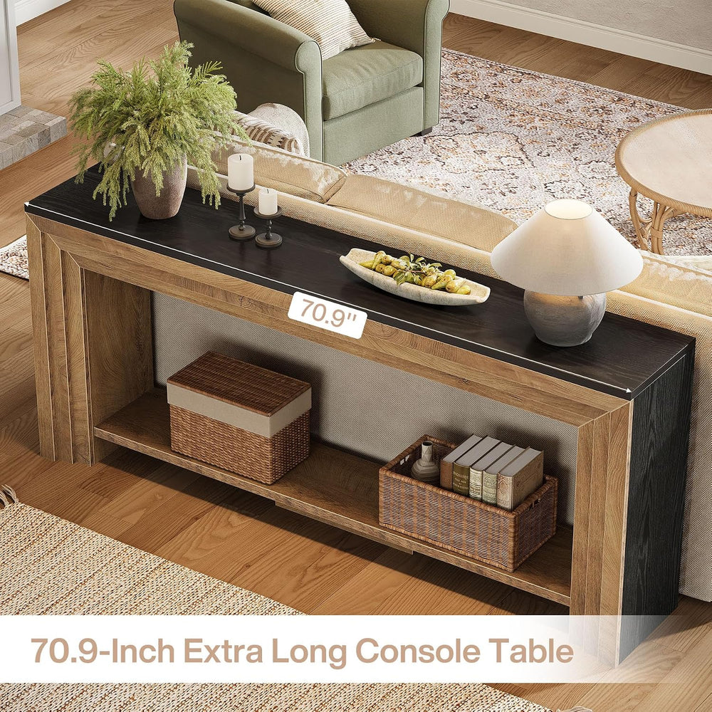 Tribesigns 70.9 Inch Narrow Console Table, Farmhouse 2-Tier Wooden Sofa Table...