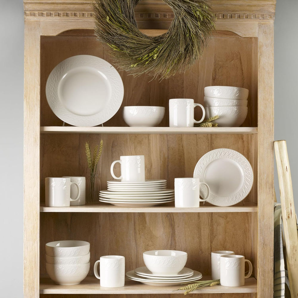 Pfaltzgraff Sylvia Dinnerware Set 32-Piece Service for 8 - White Porcelain Di...