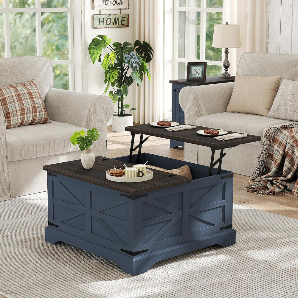 Furnideco Square Coffee Table with Storage Farmhouse Coffee Table with Liftin...