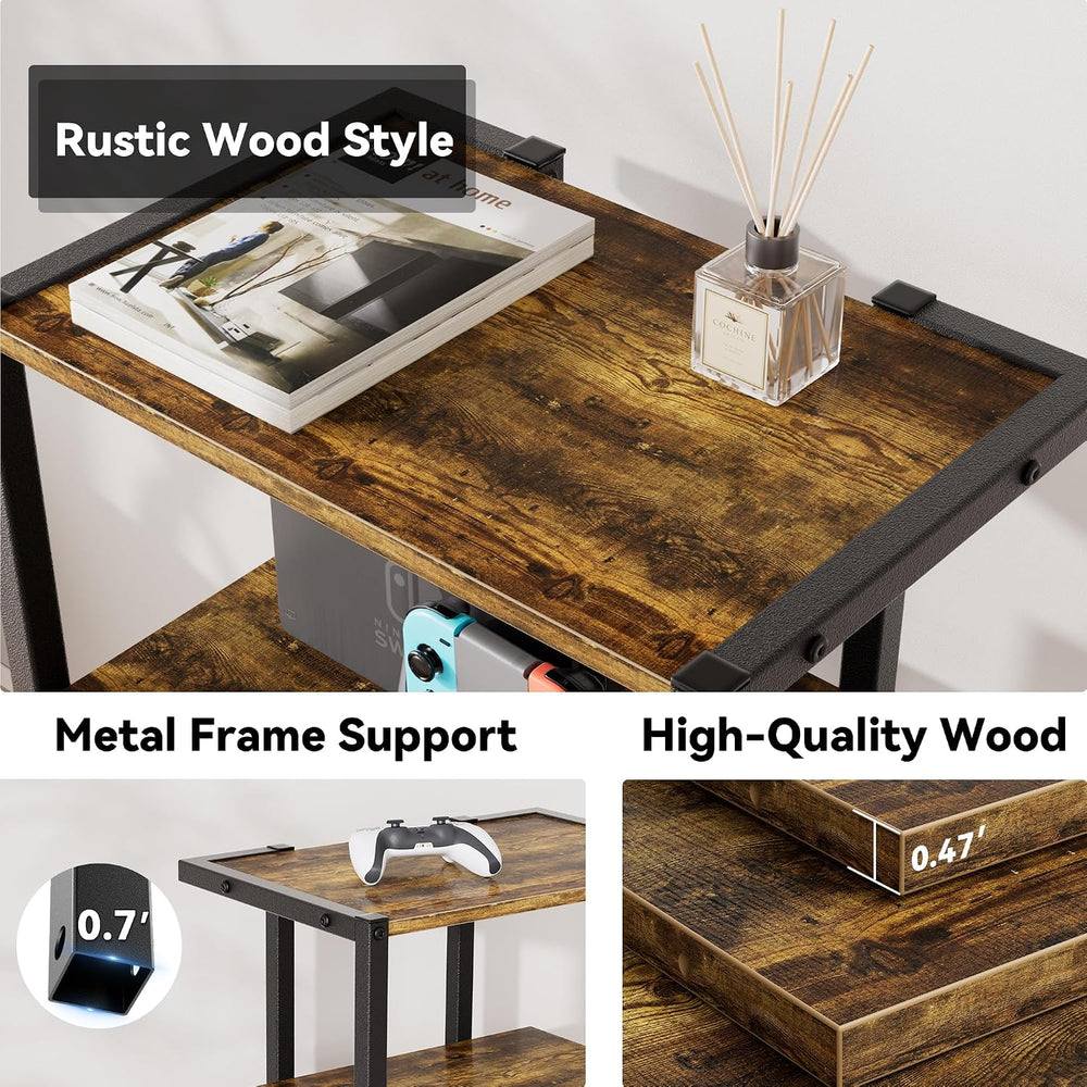 AV Media Stand with Wheels, 4-Tier Game Console Shelf