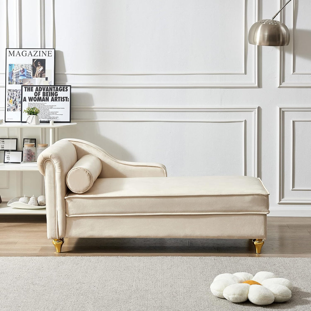 60.6''Velvet Chaise Lounge Indoor, Modern Velvet Lounge Chair with Le...