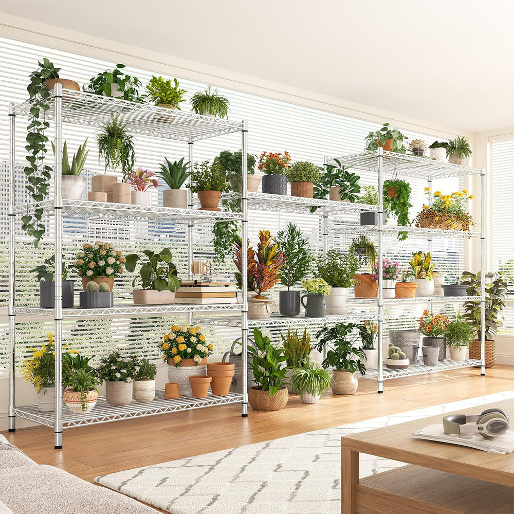REIBII 72.8" Wire Shelving with Wheels,5 Tier 1653LBS Heavy Duty Shelves...