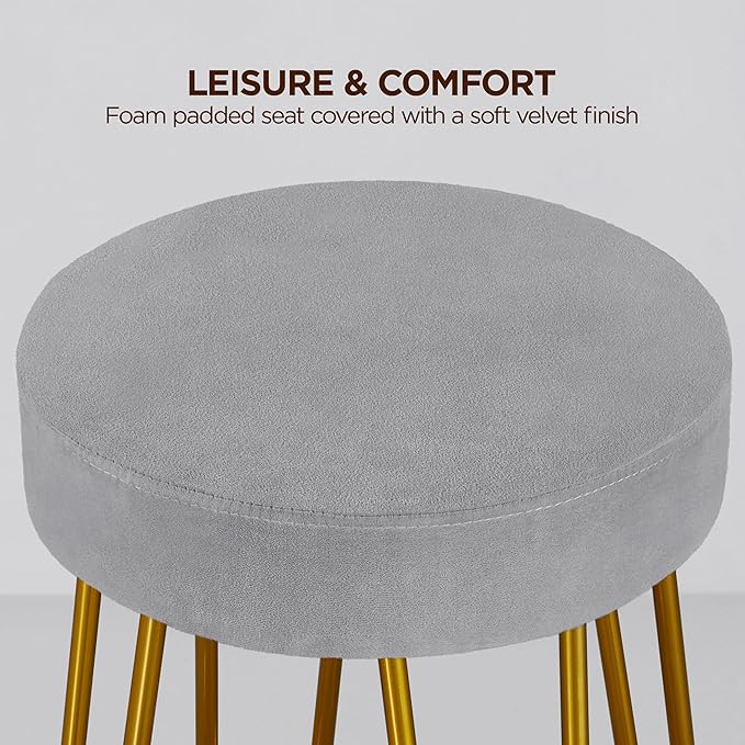 Yaheetech Bar Stools Set of 2, Velvet Round Counter Stools, Backless Counter ...