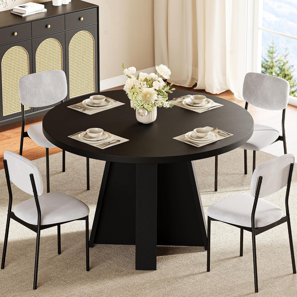Einhomn 5-Piece Round Dining Table Set for 4, 47" Modern Kitchen Table a...