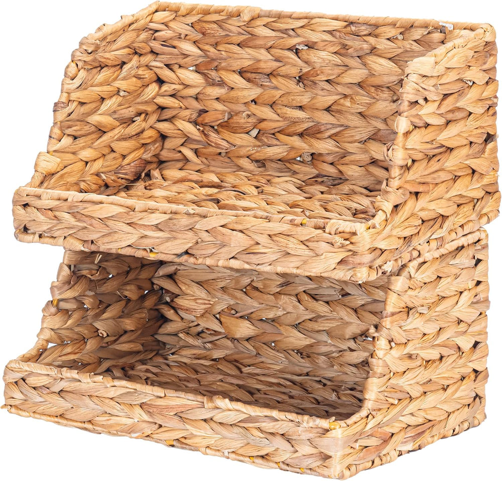 VATIMA Water Hyacinth Storage Baskets for Organizing, Medium Open-Front Wicke...
