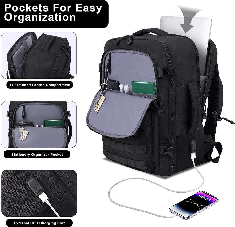 MOZETO TSA Approved Carry On Backpack, Extra Large Tactical Travel Backpack f...